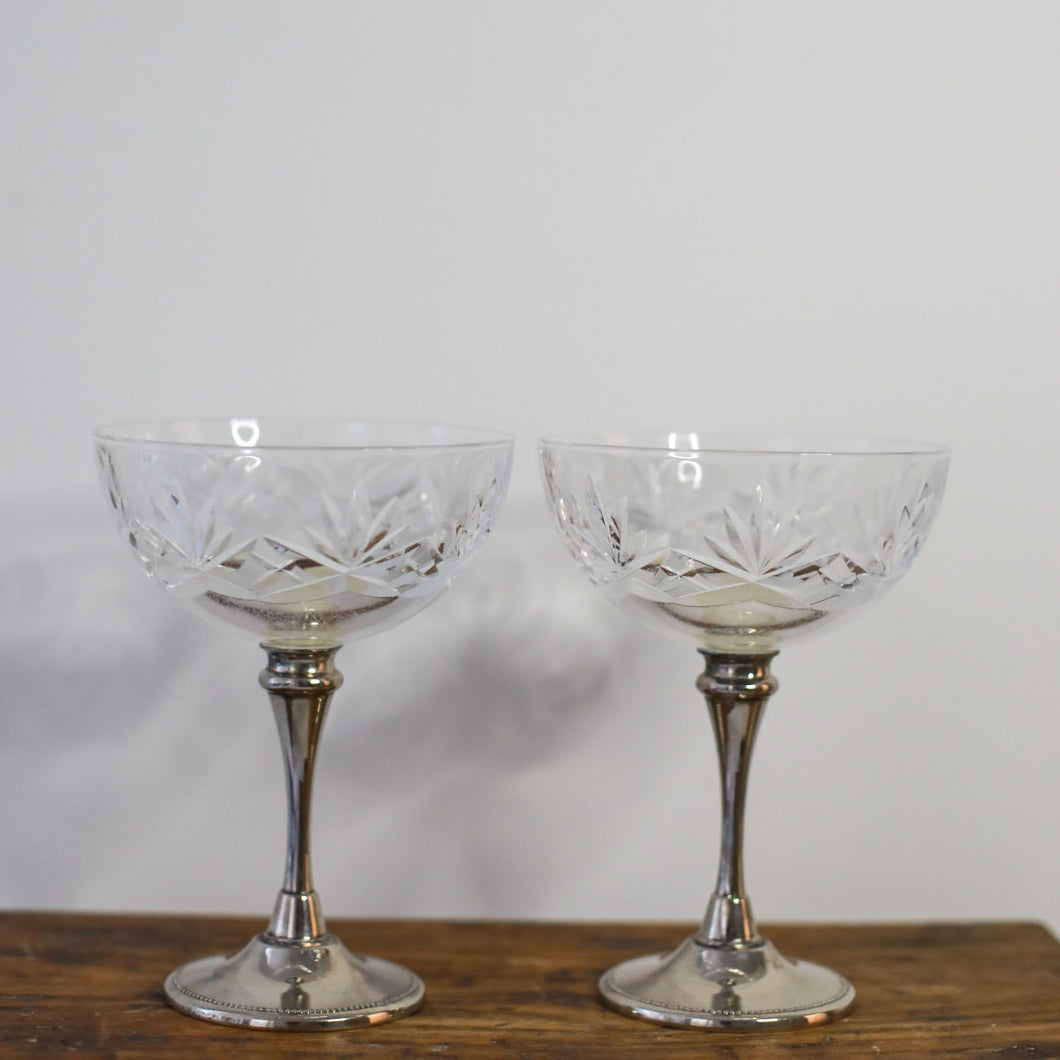 Pair of Silver Champagne Coupes