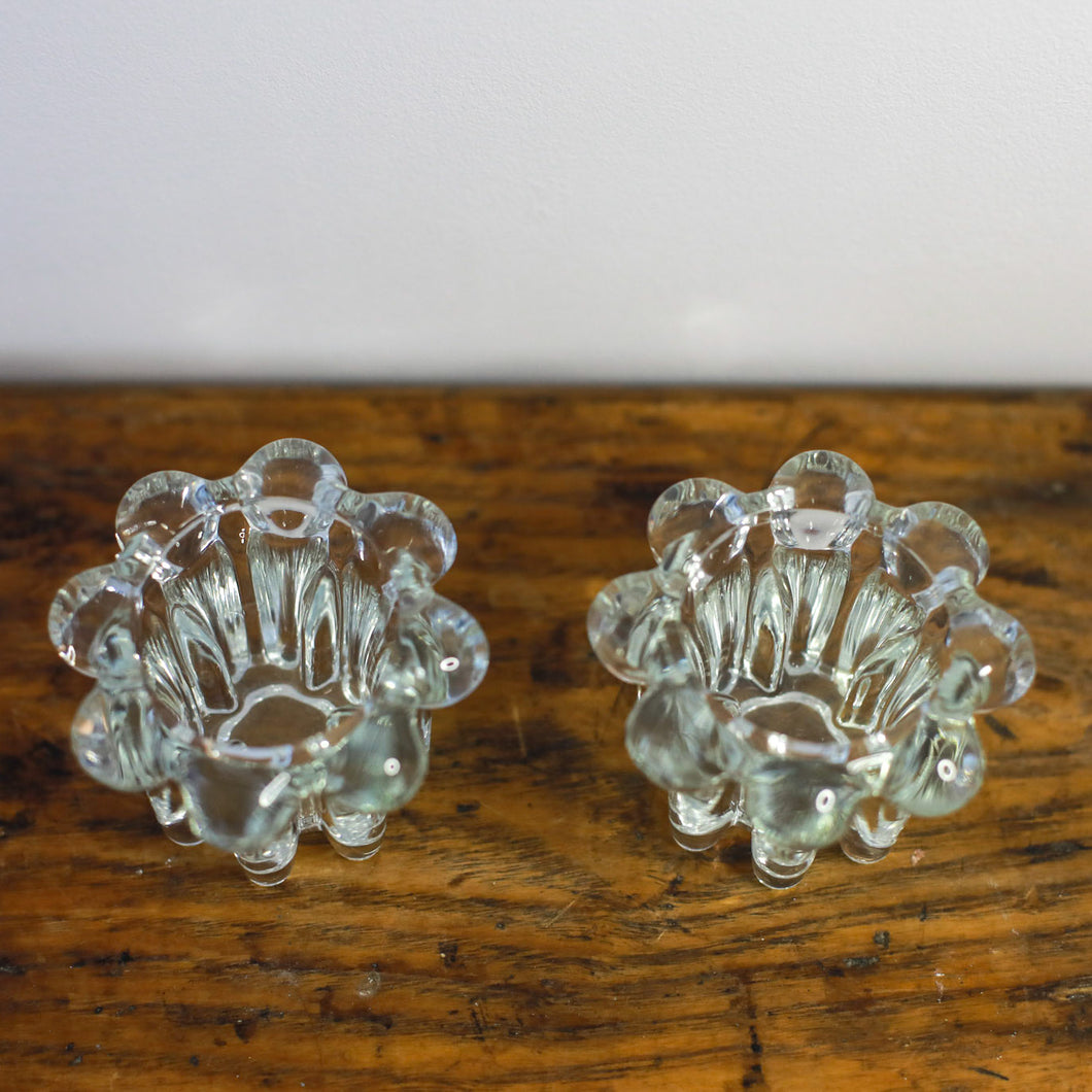 Pair of Glass Candlestick Holders