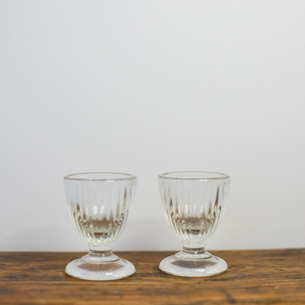 Pair of Reeded Glass Egg Cups